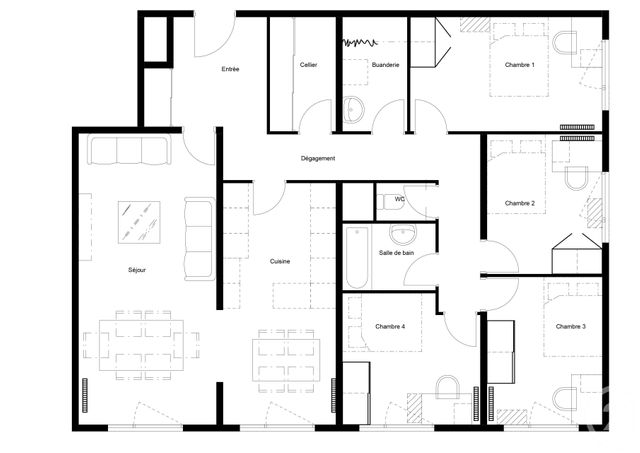 Appartement F5 à louer - 5 pièces - 110.73 m2 - LYON - 69008 - RHONE-ALPES - Century 21 Hestia Ldi
